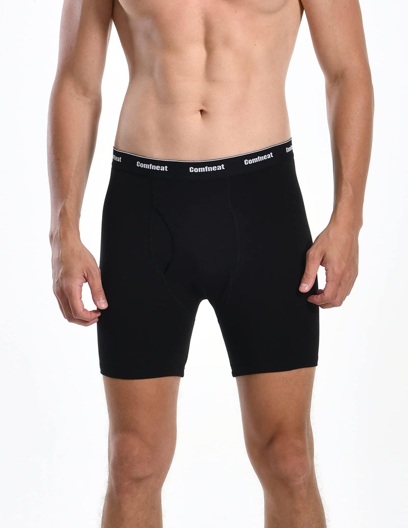 Comfneat Men's 6-Pack Boxer Briefs Soft Breatheable Underwear S-XXL Open Fly (All Black Pack-6, L) - Image 2